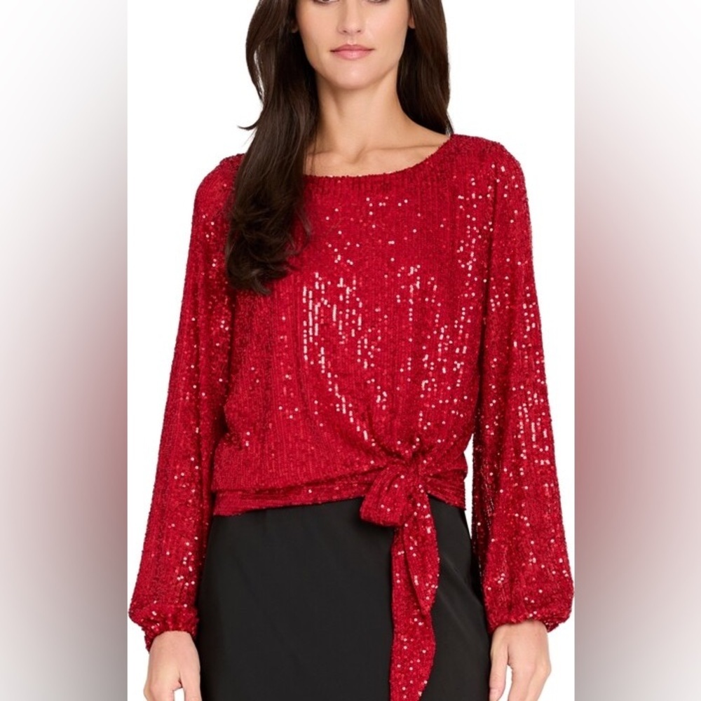 Tahari ASL
Women's Sequin Tie-Hem Blouse - Picture 2 of 4